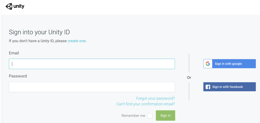 sign into your unity id
