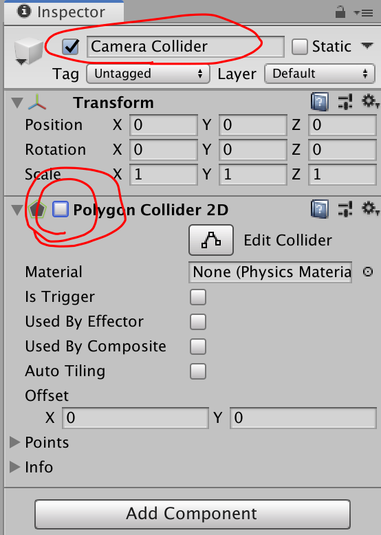 enable false polygon collider 2d