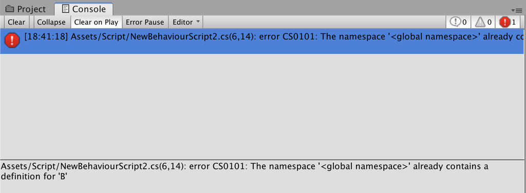 error namespace