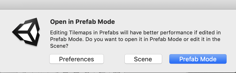 open prefab mode
