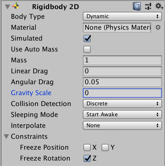 rigidbody 2d inspector