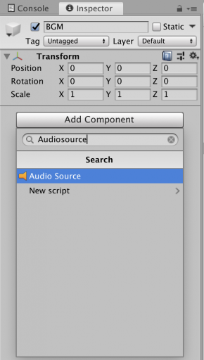 add component audio clip