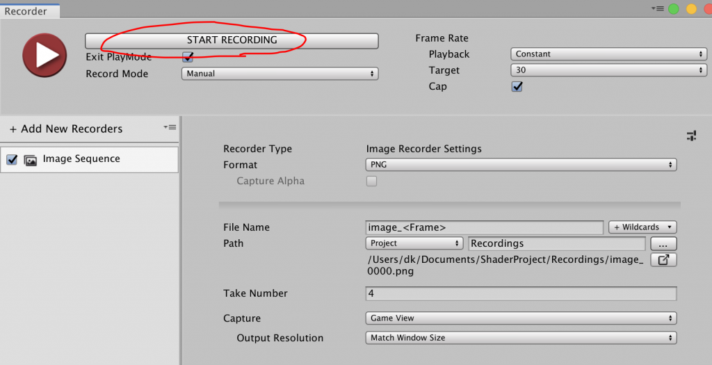 unity recorder image sequence