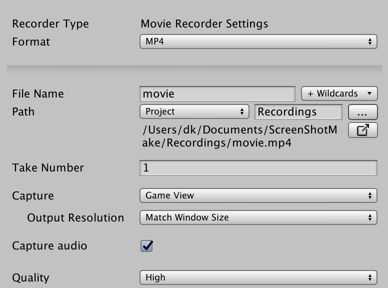 unity recorder movie