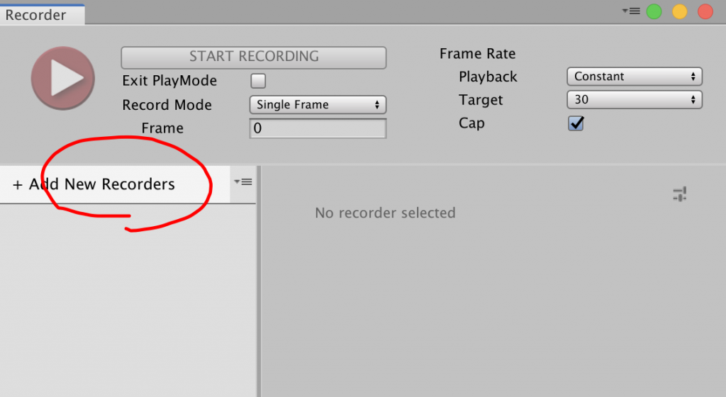 unity recorder window